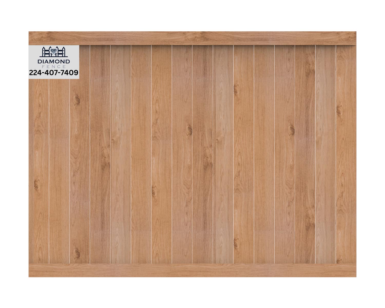 Traditional flat-top wooden privacy fence with tightly spaced vertical planks and framed rails — ideal for backyards, pools, or noise reduction in Chicagoland homes