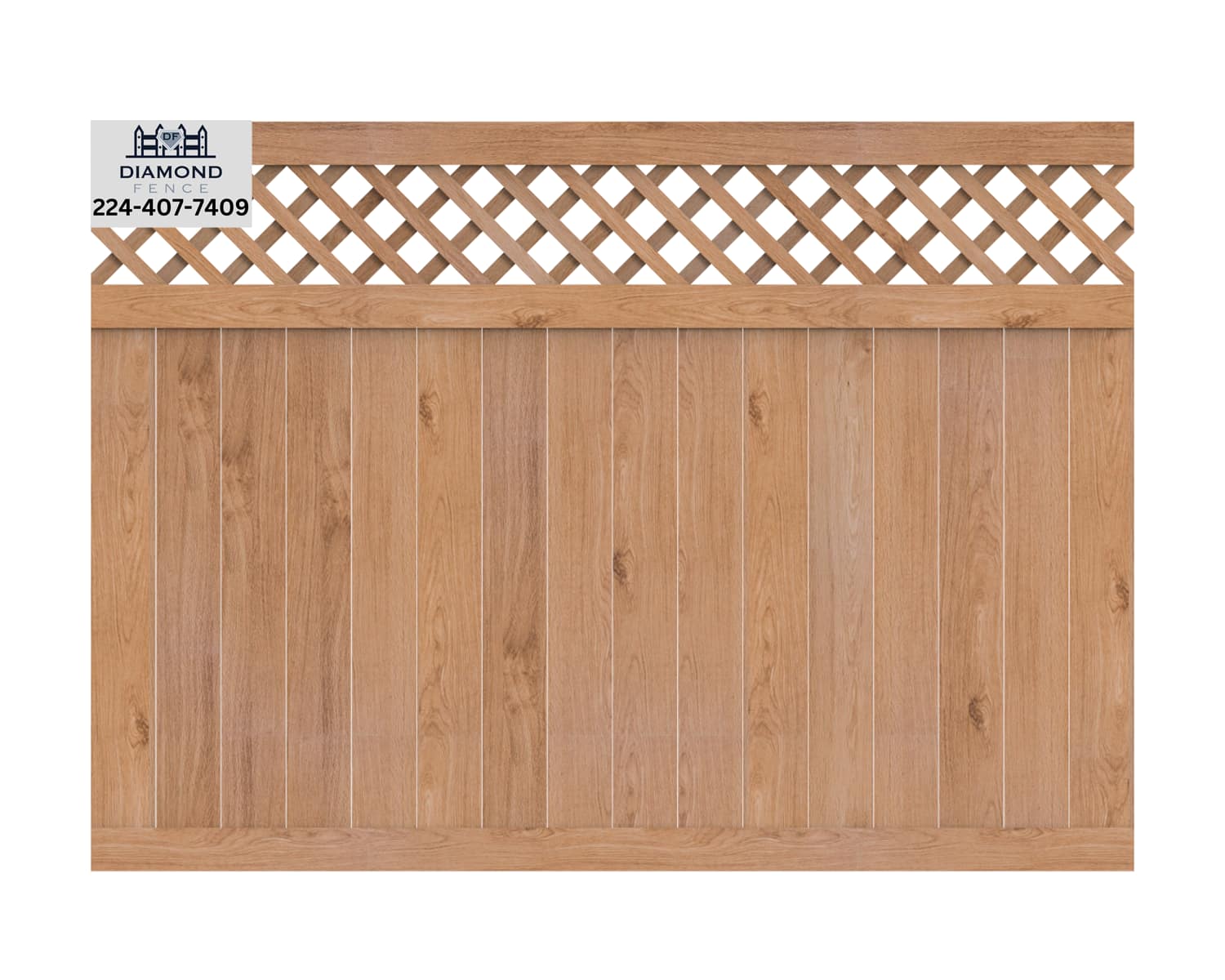 Contemporary horizontal wood slat fence with clean lines and even spacing — ideal for modern homes in Chicagoland seeking minimalist design and partial visibility