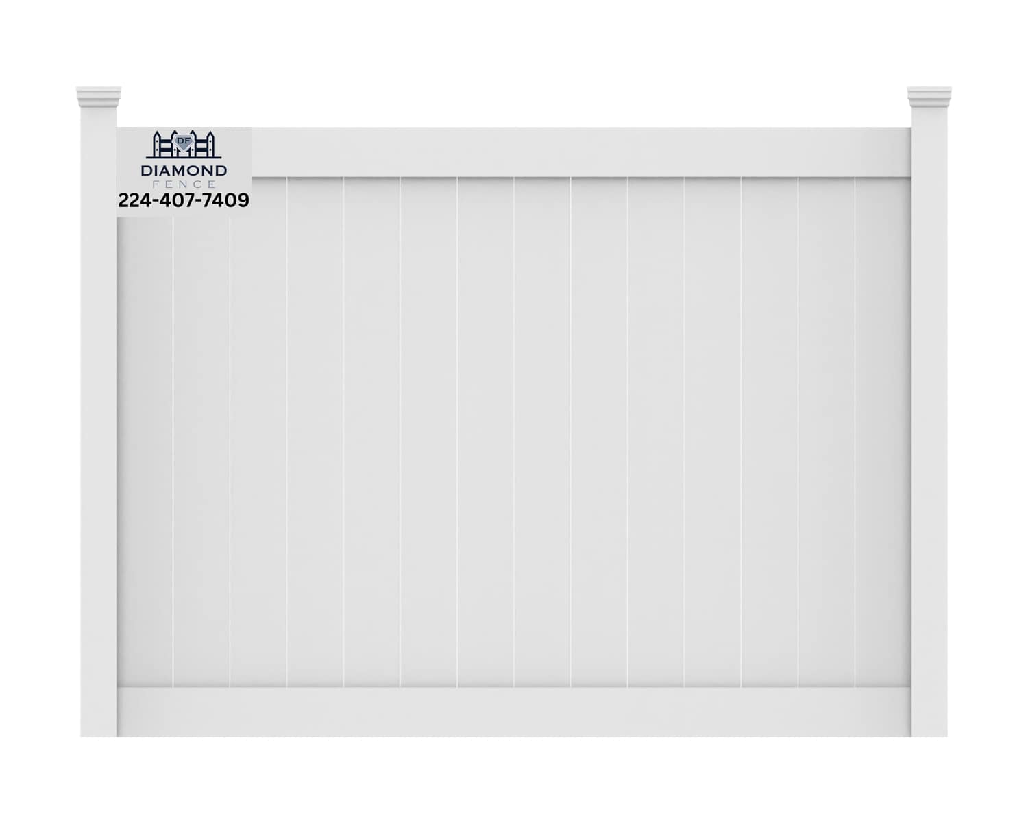 Seamless solid white vinyl privacy fence with tightly fitted vertical boards — offers maximum security, noise reduction, and low-maintenance beauty for backyards and commercial properties